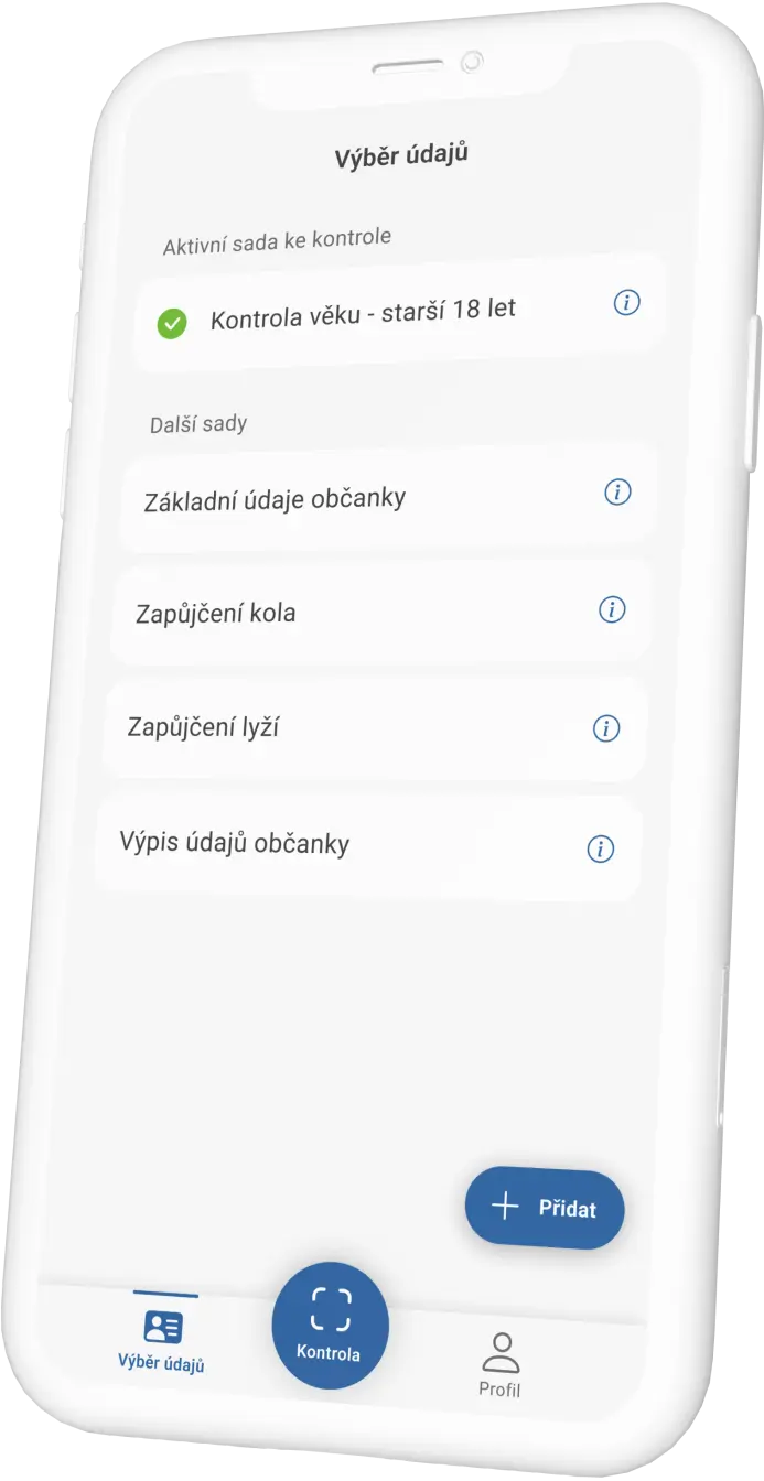 Domovská stránka aplikace eDoklady pro ověřovatele
